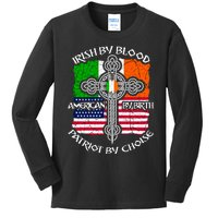 St Patricks Day Irish By Blood American By Birth Kids Long Sleeve Shirt