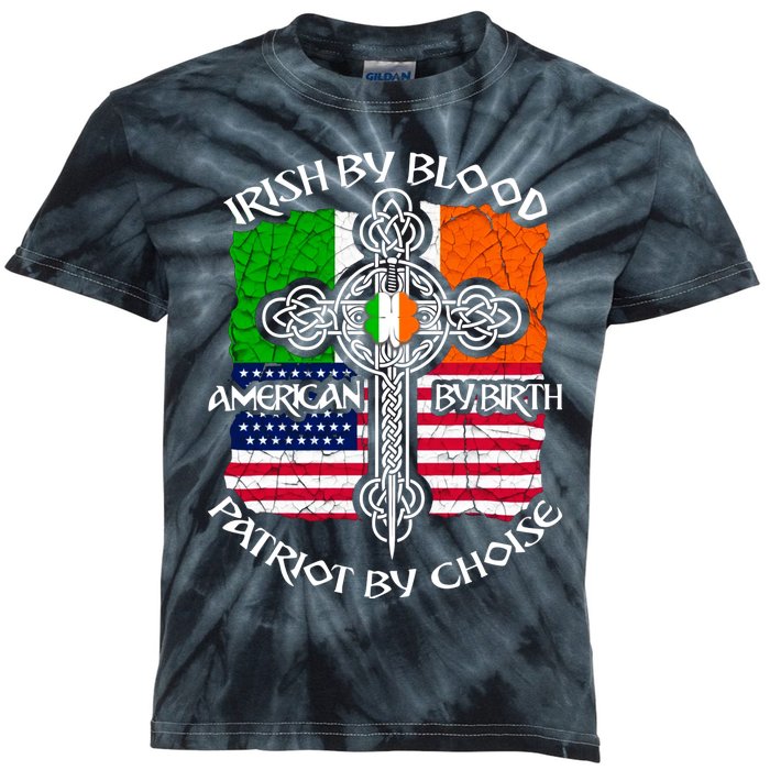 St Patricks Day Irish By Blood American By Birth Kids Tie-Dye T-Shirt