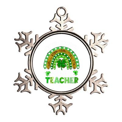 St Patrick's Day One Lucky Reading Teacher Rainbow Shamrock Cool Gift Metallic Star Ornament