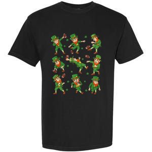 St Patricks Day Leprechaun Football Player Clover Garment-Dyed Heavyweight T-Shirt