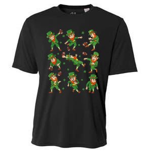 St Patricks Day Leprechaun Football Player Clover Cooling Performance Crew T-Shirt