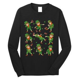 St Patricks Day Leprechaun Football Player Clover Long Sleeve Shirt