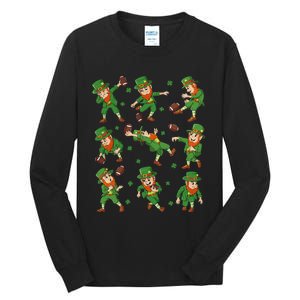 St Patricks Day Leprechaun Football Player Clover Tall Long Sleeve T-Shirt