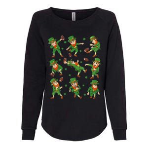 St Patricks Day Leprechaun Football Player Clover Womens California Wash Sweatshirt