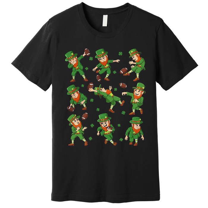 St Patricks Day Leprechaun Football Player Clover Premium T-Shirt