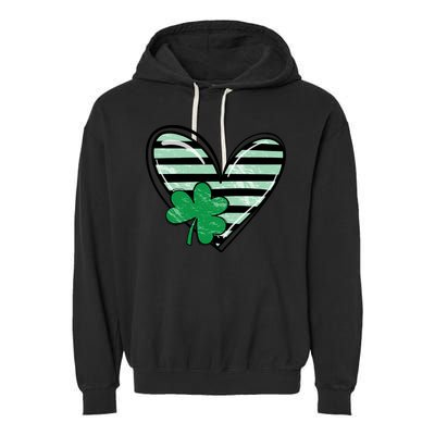 St Patrick's Day Clover Heart Holiday Garment-Dyed Fleece Hoodie
