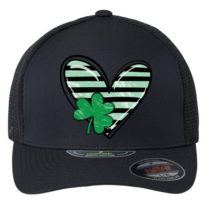 St Patrick's Day Clover Heart Holiday Flexfit Unipanel Trucker Cap