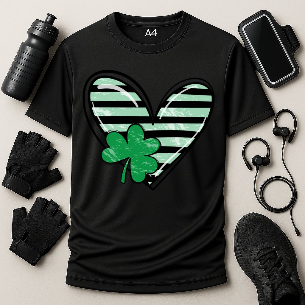 St Patrick's Day Clover Heart Holiday Performance Shirt