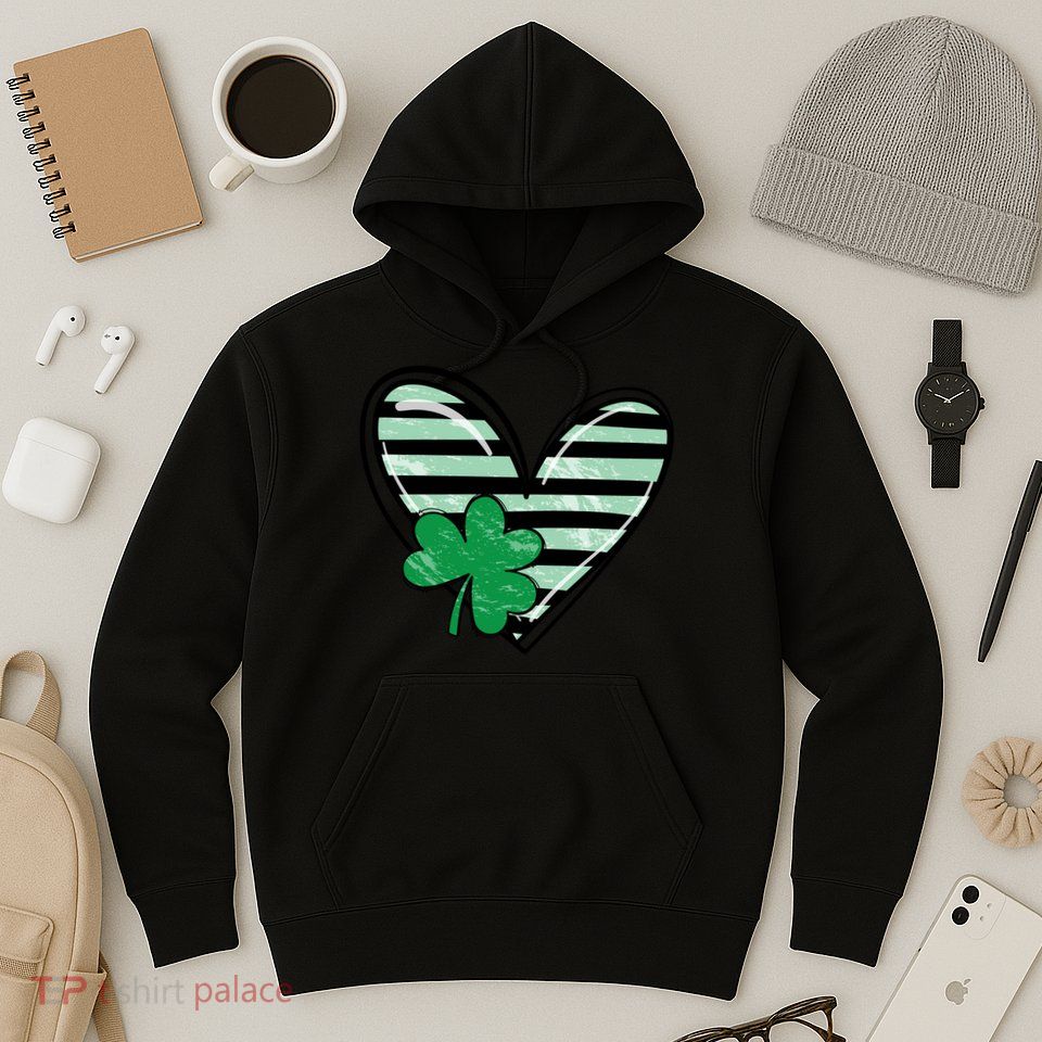 St Patrick's Day Clover Heart Holiday Hoodie