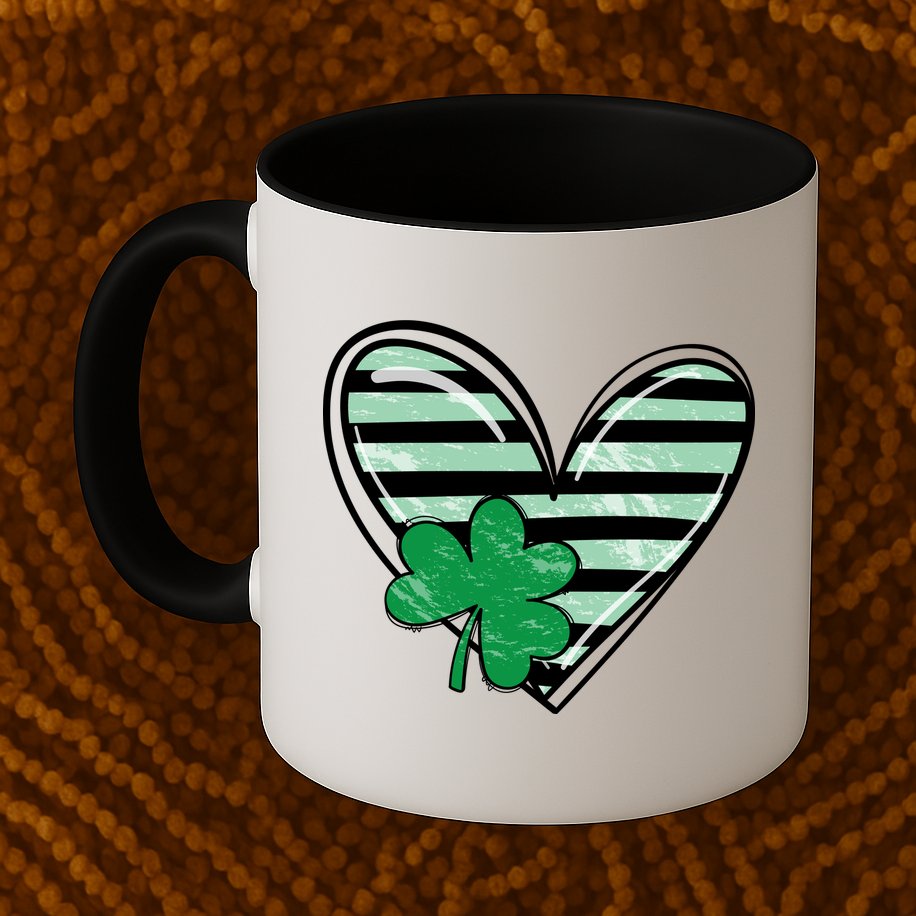 St Patrick's Day Clover Heart Holiday Mug