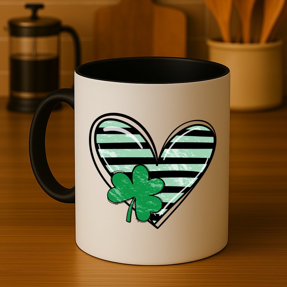 St Patrick's Day Clover Heart Holiday Mug