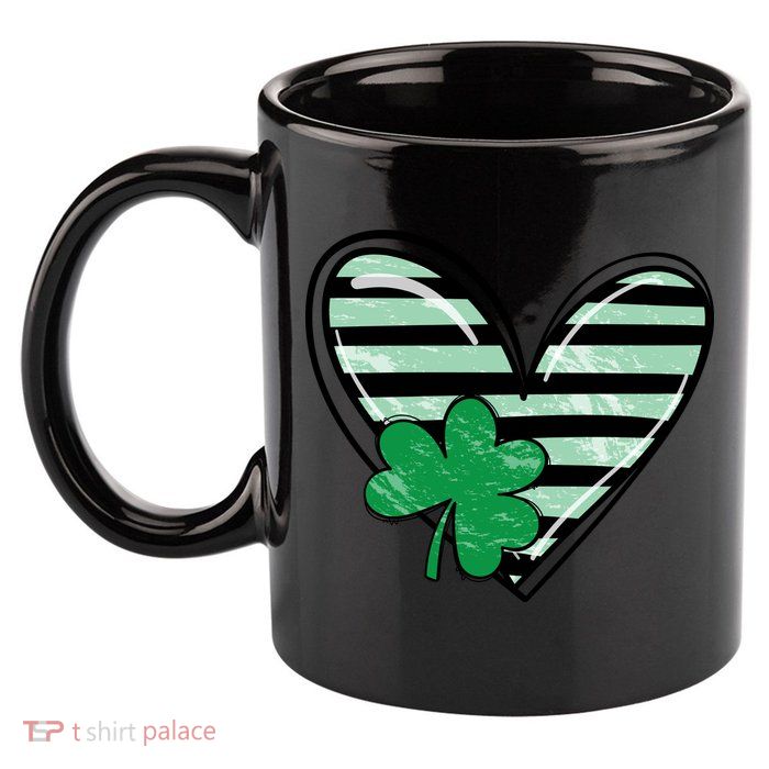 St Patrick's Day Clover Heart Holiday 11oz C Handle Ceramic Mug