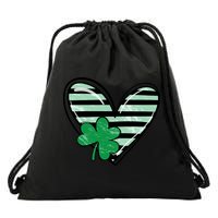 St Patrick's Day Clover Heart Holiday Drawstring Bag