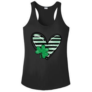 St Patrick's Day Clover Heart Holiday Ladies PosiCharge Competitor Racerback Tank