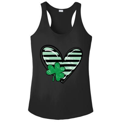 St Patrick's Day Clover Heart Holiday Ladies PosiCharge Competitor Racerback Tank