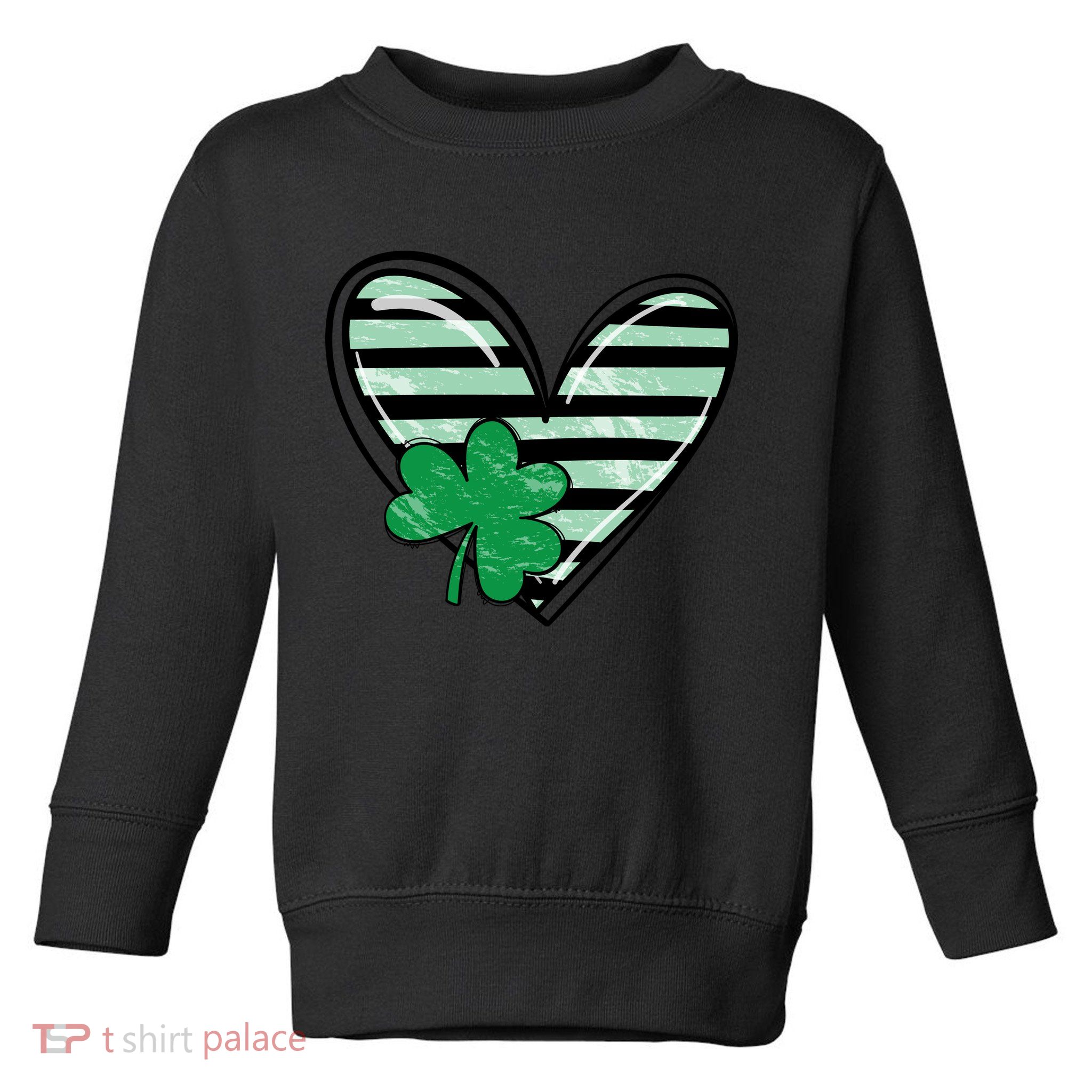 St Patrick's Day Clover Heart Holiday Toddler Sweatshirt