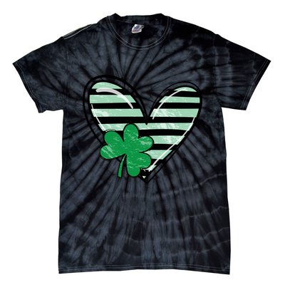 St Patrick's Day Clover Heart Holiday Tie-Dye T-Shirt