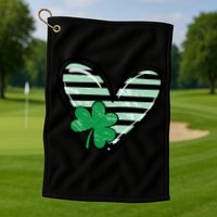 St Patrick's Day Clover Heart Holiday Golf Towel