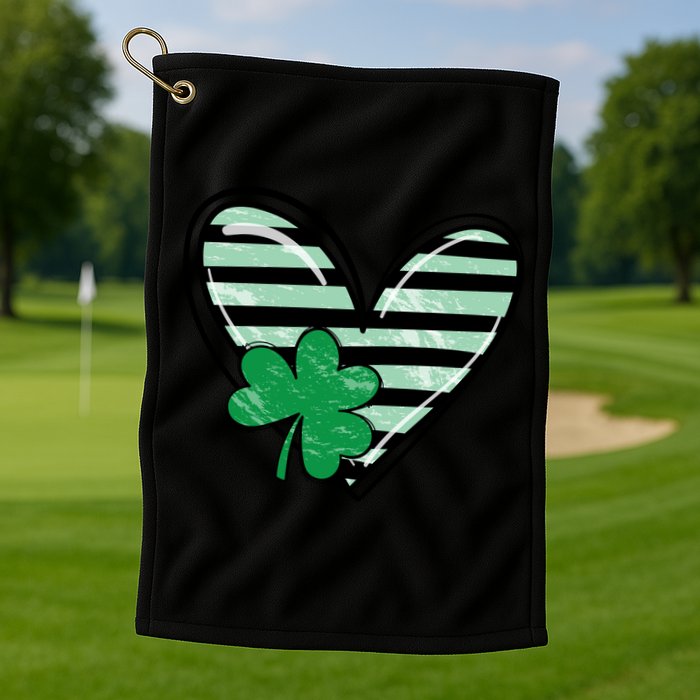 St Patrick's Day Clover Heart Holiday Golf Towel