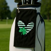 St Patrick's Day Clover Heart Holiday Golf Towel