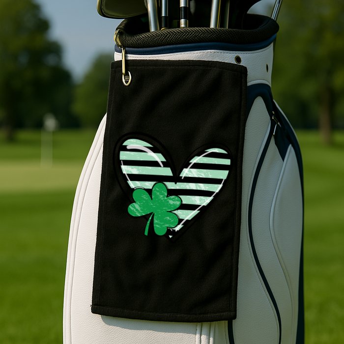 St Patrick's Day Clover Heart Holiday Golf Towel