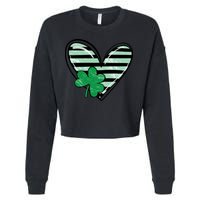 St Patrick's Day Clover Heart Holiday Cropped Pullover Crew