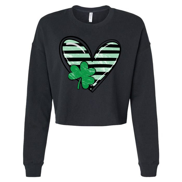 St Patrick's Day Clover Heart Holiday Cropped Pullover Crew