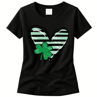 St Patrick's Day Clover Heart Holiday Womens T-Shirt