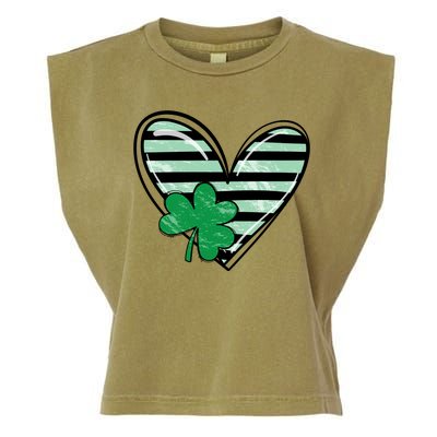 St Patrick's Day Clover Heart Holiday Garment-Dyed Women's Muscle Tee