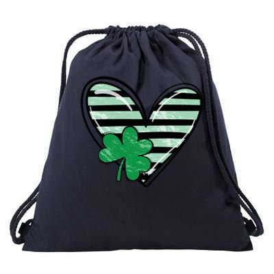 St Patrick's Day Clover Heart Holiday Drawstring Bag