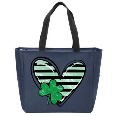 St Patrick's Day Clover Heart Holiday Zip Tote Bag