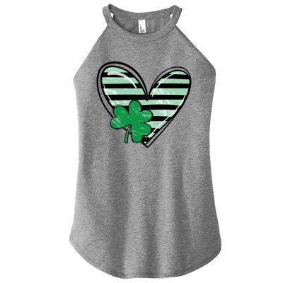 St Patrick's Day Clover Heart Holiday Women’s Perfect Tri Rocker Tank