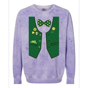 St Patricks Day Lucky Shamrock Vest Costume Colorblast Crewneck Sweatshirt