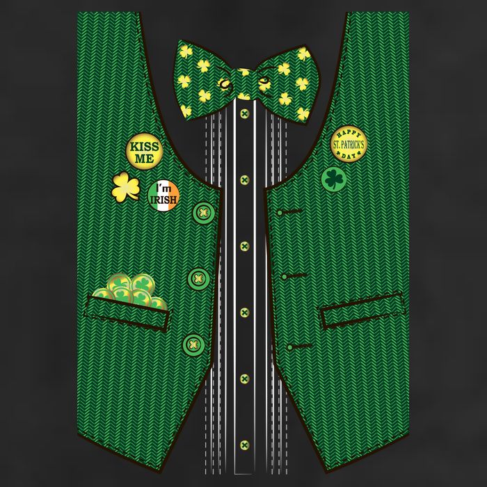 St Patricks Day Lucky Shamrock Vest Costume 7 Panel Mesh Trucker Snapback Hat