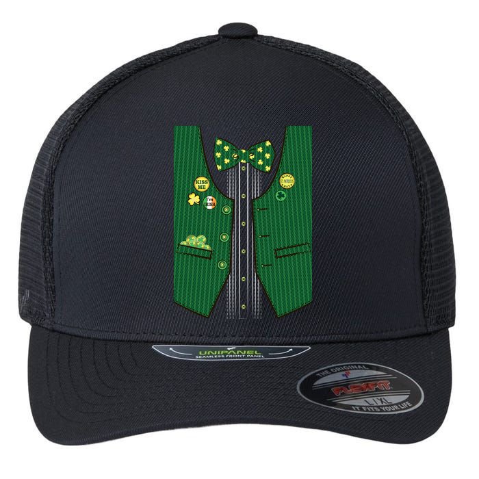 St Patricks Day Lucky Shamrock Vest Costume Flexfit Unipanel Trucker Cap