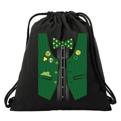 St Patricks Day Lucky Shamrock Vest Costume Drawstring Bag