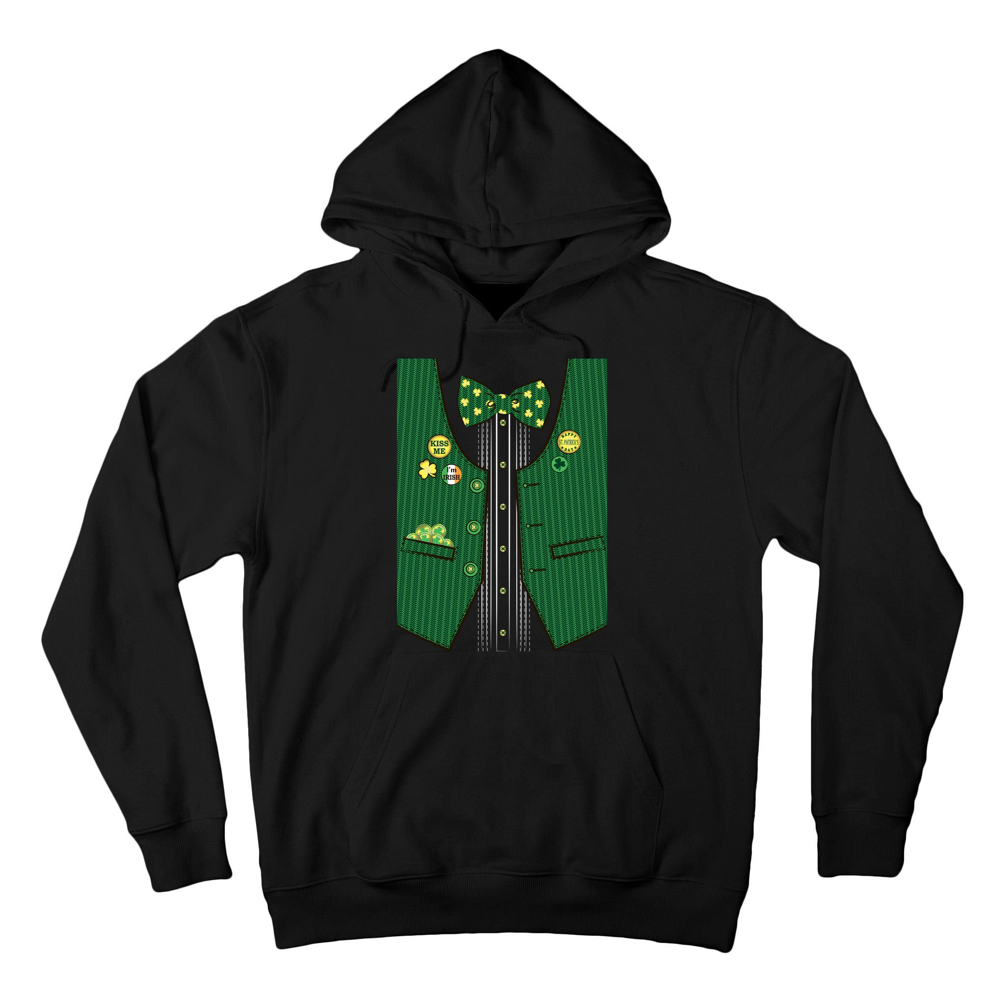 St Patricks Day Lucky Shamrock Vest Costume Tall Hoodie