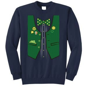 St Patricks Day Lucky Shamrock Vest Costume Tall Sweatshirt