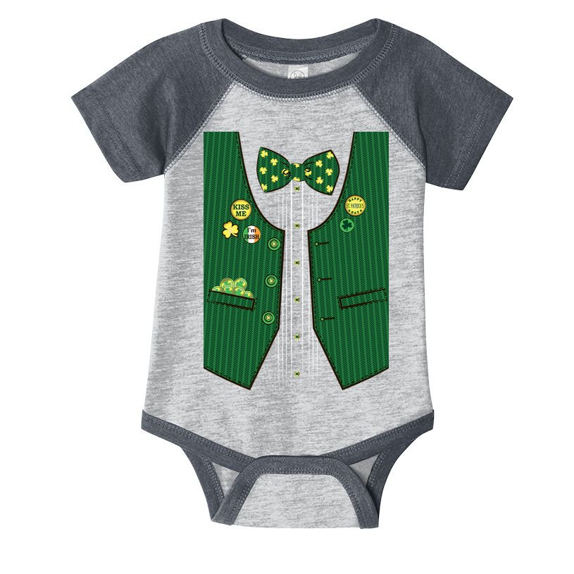 St Patricks Day Lucky Shamrock Vest Costume Infant Baby Jersey Bodysuit