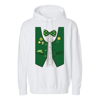 St Patricks Day Lucky Shamrock Vest Costume Garment-Dyed Fleece Hoodie