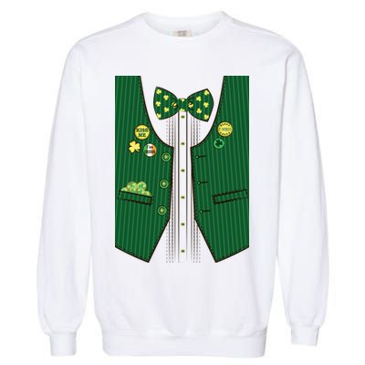 St Patricks Day Lucky Shamrock Vest Costume Garment-Dyed Sweatshirt