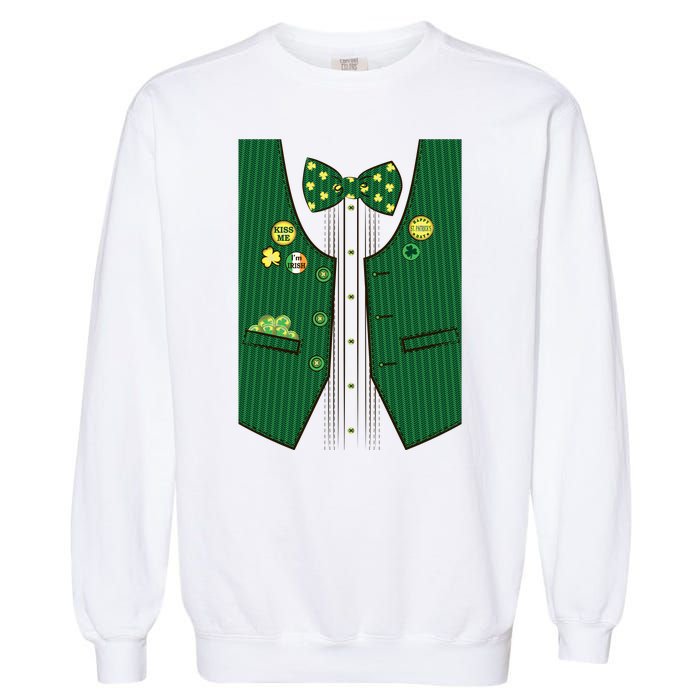 St Patricks Day Lucky Shamrock Vest Costume Garment-Dyed Sweatshirt