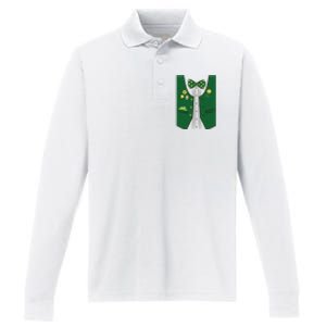 St Patricks Day Lucky Shamrock Vest Costume Performance Long Sleeve Polo