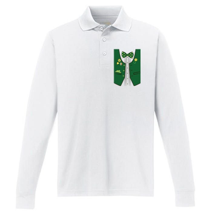 St Patricks Day Lucky Shamrock Vest Costume Performance Long Sleeve Polo