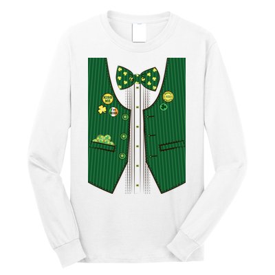 St Patricks Day Lucky Shamrock Vest Costume Long Sleeve Shirt