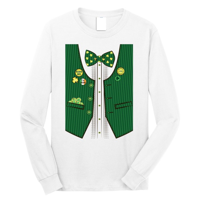 St Patricks Day Lucky Shamrock Vest Costume Long Sleeve Shirt