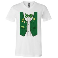 St Patricks Day Lucky Shamrock Vest Costume V-Neck T-Shirt