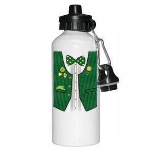 St Patricks Day Lucky Shamrock Vest Costume Aluminum Water Bottle