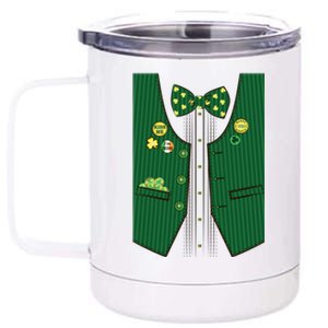 St Patricks Day Lucky Shamrock Vest Costume 12 oz Stainless Steel Tumbler Cup