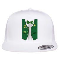 St Patricks Day Lucky Shamrock Vest Costume Flat Bill Trucker Hat